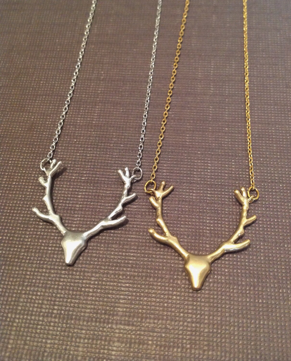 Gold Antler Necklace Country Girl Jewelry Silver Antlers