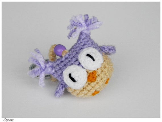 Purple Crochet Keychain Amigurumi Owl Lover Gifts Purple