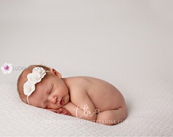 Baby White Headband, Baby Flower Headband, Newborn Headband, Baby Girl Headband, Baby Headband, Flower Headband, Newborn Tieback
