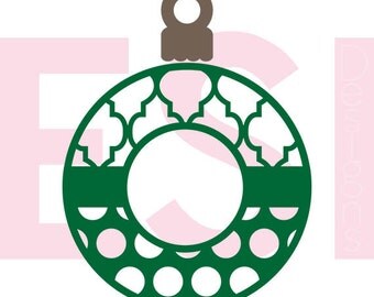 Christmas ornament svg, monogram frame, SVG, DXF and EPS,for use with Silhouette Cameo and Cricut Explore machines. Christmas svg files.