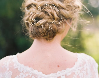 Bridal Gold Hair Vine Bridal Hair Vine Pearl Hair Vine Pearl Headband Bridal Headband Wedding Hairpiece Crystal Headband Hair Vine #148