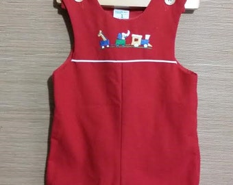 Little baby boy red vintage, Norah Art rompers, size 12 months,
