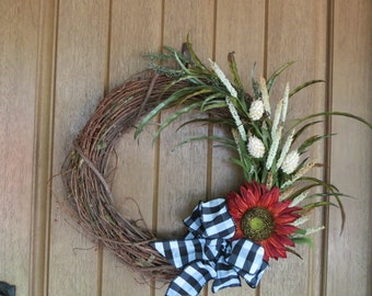 Front Door Wreath, Rustic Wreath, Fall Wreath
