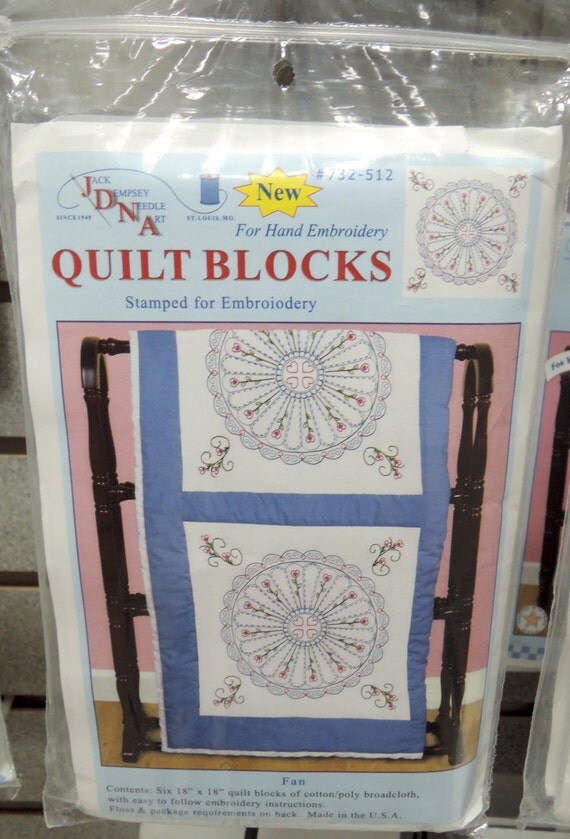 Fan Quilt Blocks Kit Hand Embroidery JDNA Jack Dempsey Needle