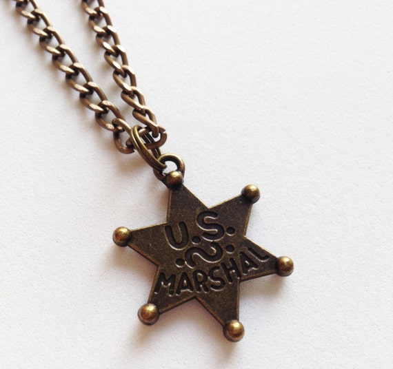 POLICE BADGE Necklace Badge Pendant Charm Chain by ZAHUCZKI