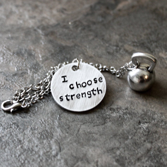 I Choose Strength Kettlebell Jewelry Kettlebell Necklace Girls