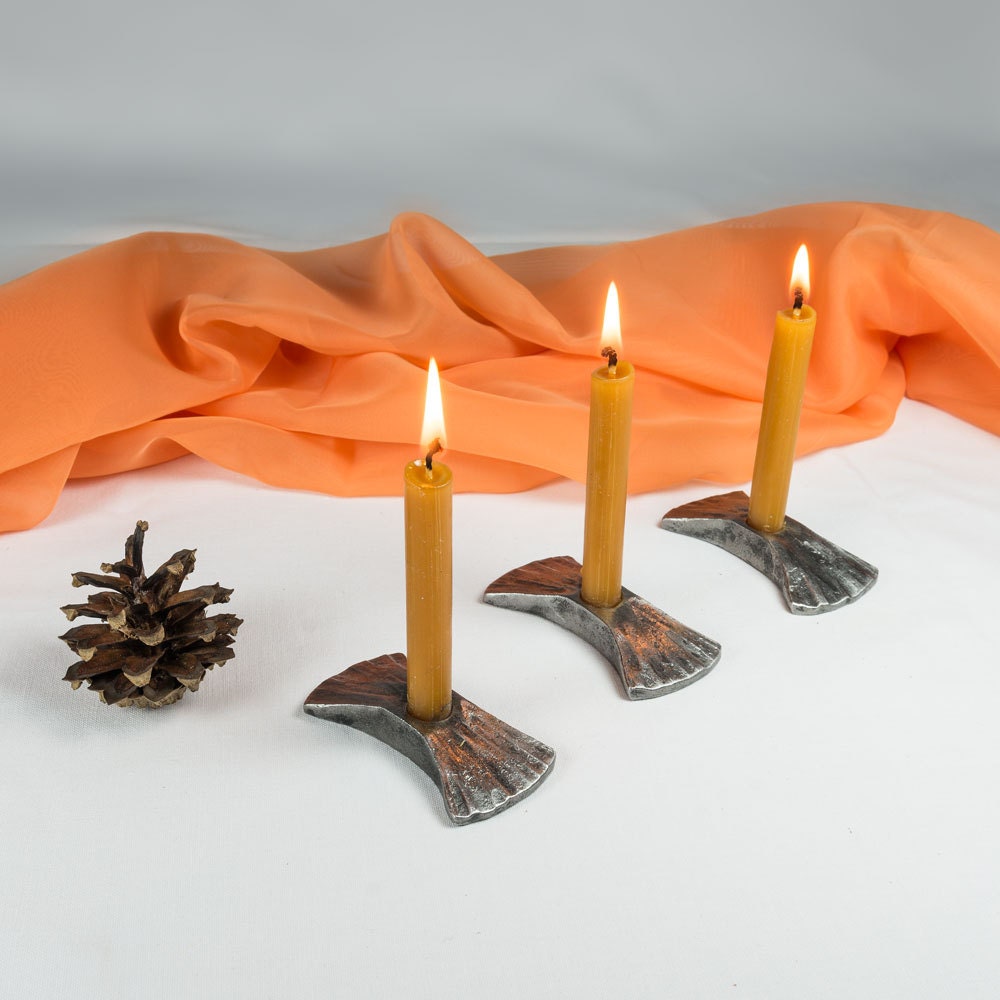 Hand iron candle holders set of 3 blacksmith made