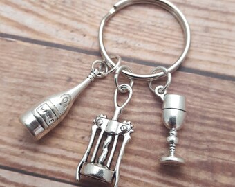 Wine Keyring, Alcohol Keychain, Wine Charms, Wine Lover Gift, Fun Accessory, Drink Keyring, I Love Wine, Gift For Her, Wine Keychain, Booze