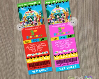 Mickey Mouse Invitation, Mickey Mouse Birthday, Mickey Mouse Party, Ticket Invitation, Minnie Mouse Invitation, Clubhouse Invitation