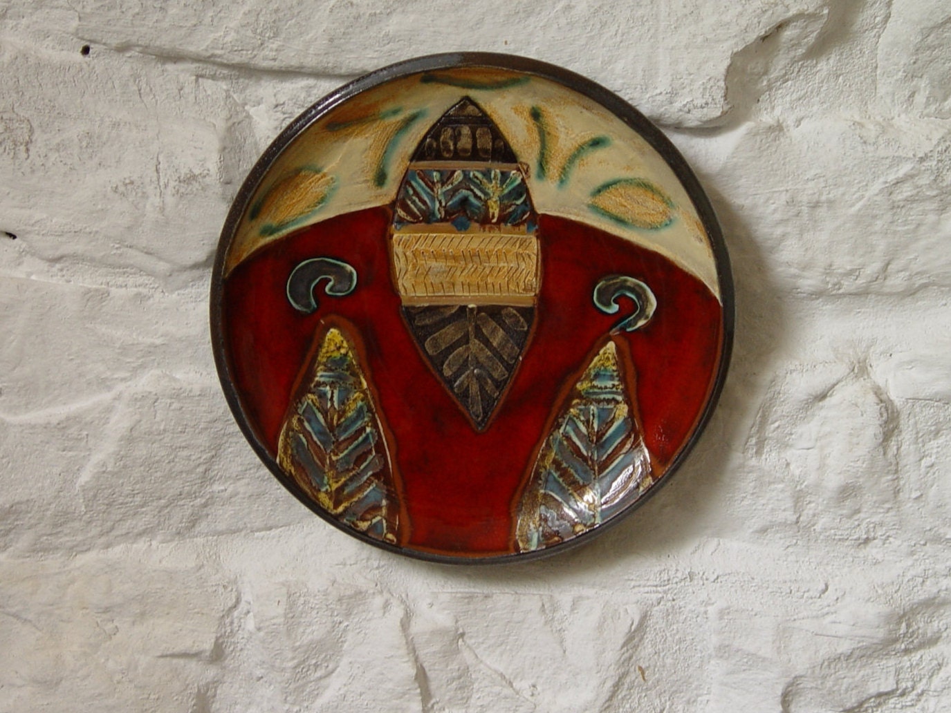 Ceramic Wall Hanging Plate Wall Decor Wheel Thrown Hand