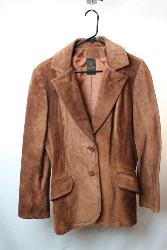 Brown Suede Leather Jacket Vintage Womens Leather Coat