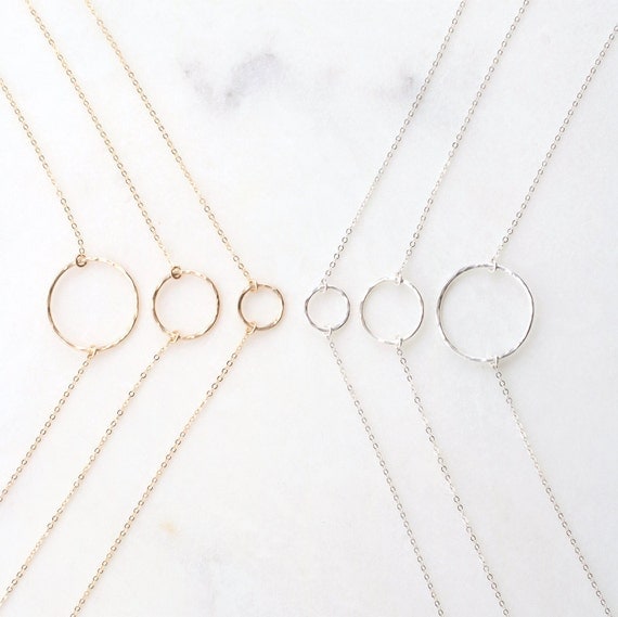 Simple Circle Necklace Hammered Eternity Necklace Delicate