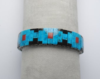 Extensible bracelet, turquoise bracelet, native american bracelet, vintage bracelet, onyx bracelet, coral bracelet, native american jewel