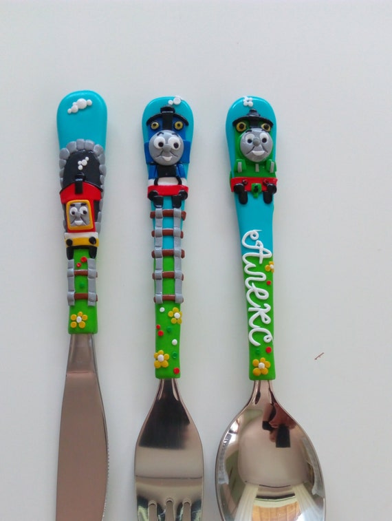 Personalized Childrens Cutlery Set Colored by PetitArtStudio
