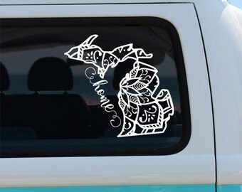 Michigan State Mandala Vinyl Decal Sticker - Car Decal - Mandala Decal - State Car Decal - Michigan Decal - Michigan Mandala