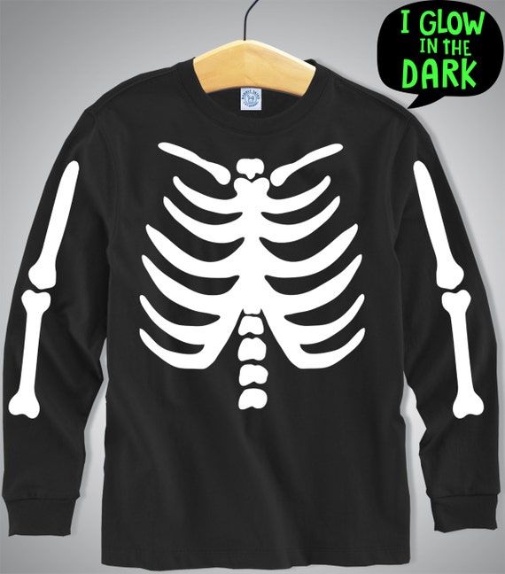 Glow in the Dark Skeleton t shirt long sleeve or by cadetseven