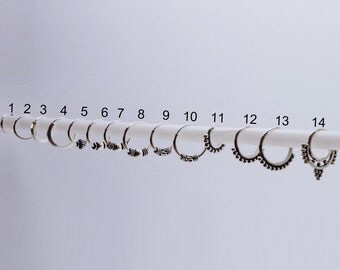 Tiny Sterling Silver hoop earrings, 8 mm, 10 mm, brow, lip piercings, tiny plain hoop, body piercing rings , basic simple Cartilage , Tragus