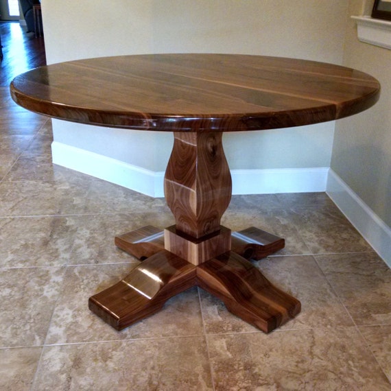 Round Pedestal Table Solid Black Walnut Wood by SelectWoodWorks