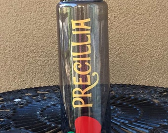 Personalized Teacher Water Bottle- Water Bottle with name, apple water bottle, teacher gift, bpa free, custom water bottle, cute bottle
