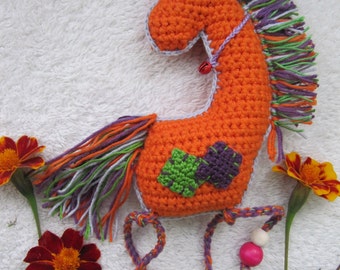 baby rattle toy horse crochet baby toy animal baby birthday toy cute horse rattle toddler gift for baby toddler toys baby gift for baby boy