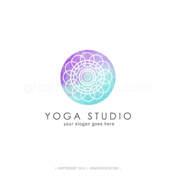 Watercolor Mandala Logo Yoga Logo Design Logo Design