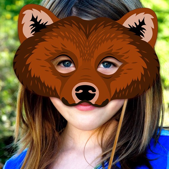 Bear Printable Mask Grizzly Bears Brown DIY by LMEprintables