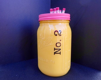 Pencil Mason Jar Holder Number 2 Unique Teacher Gift Storage