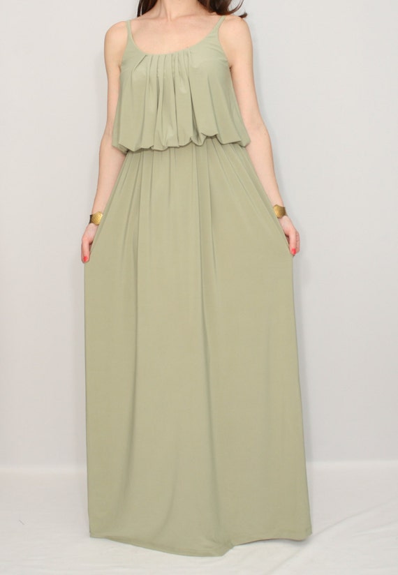 Sage green dress Bridesmaid dress Pale green Long by dresslike