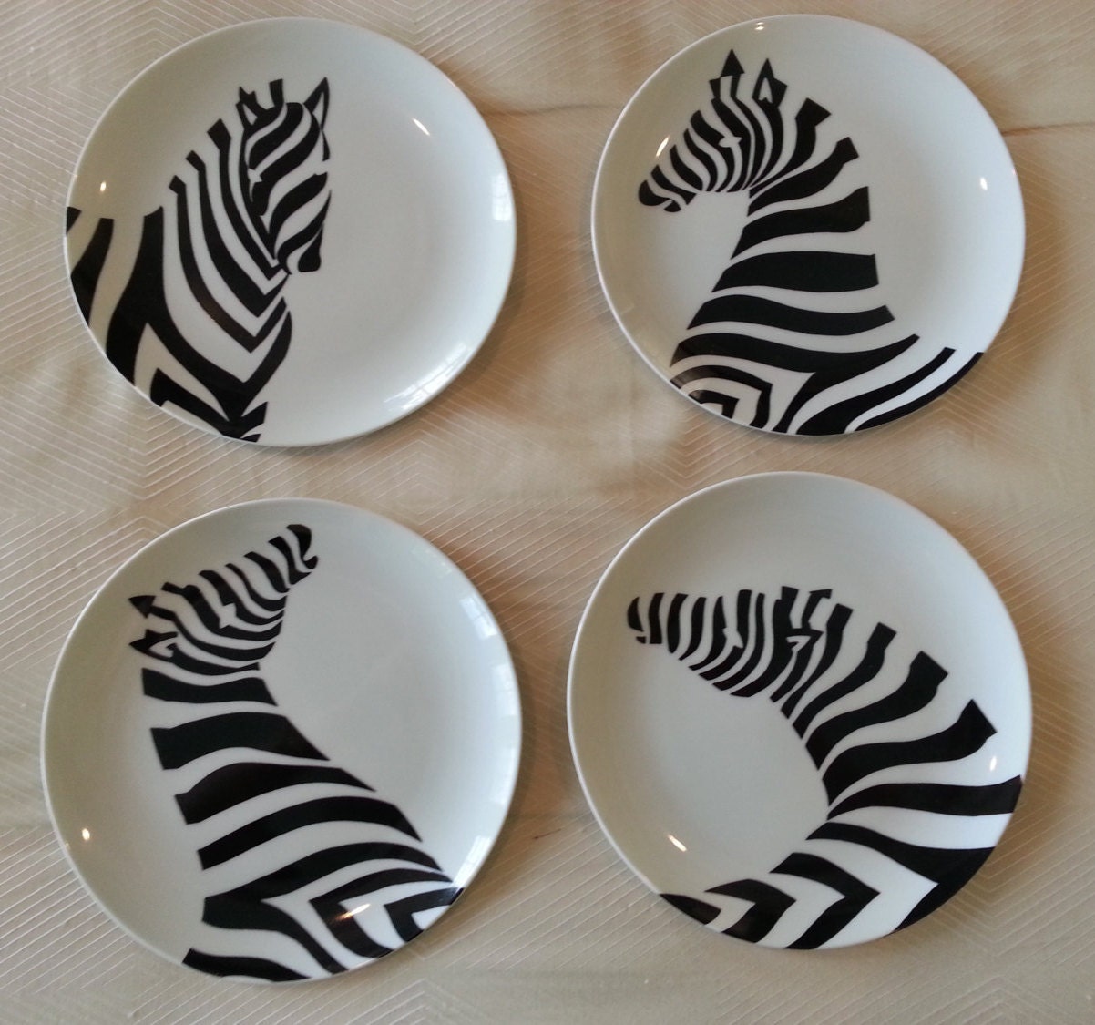 Porcelain Zebra Salad/Dessert Plates by Fitz And Floyd