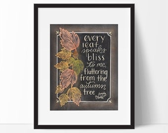 Emily Bronte Quote, Fall Printable, Fall Printable Decor, 5 x 7, 8 x 10, Chalkboard Fall Printable, Fall Art, Fall Decorations, Fall Decor.