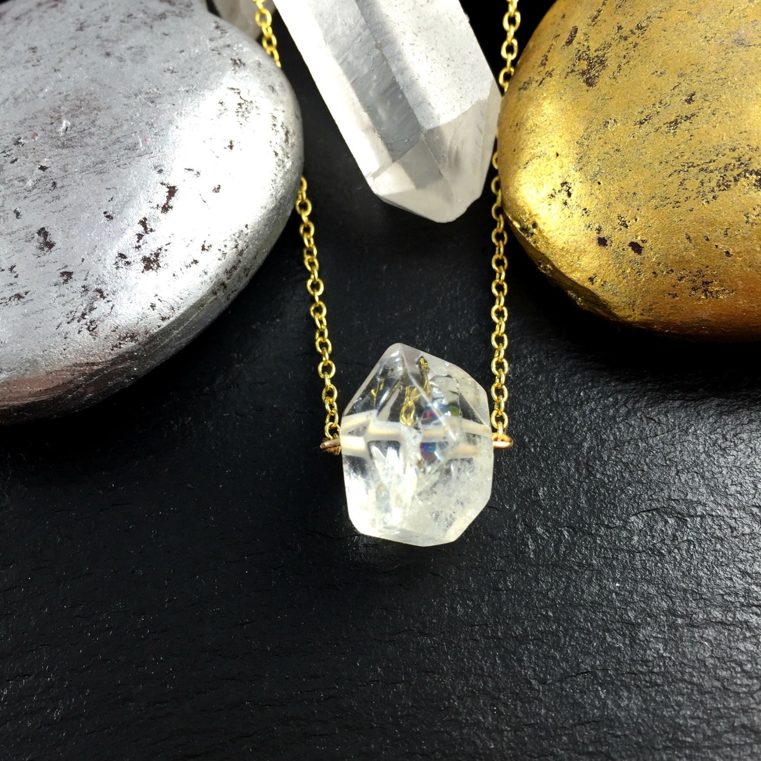 Quartz Necklace Crystal Necklace Quartz Nugget by AnvilAgate