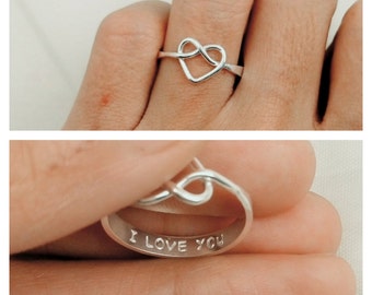 Knot Ring, Promise Ring For Her, Purity Ring, Girlfriend Gift, Personalized Infinity Ring, Heart Knot Ring in Sterling Silver, Rose Gold
