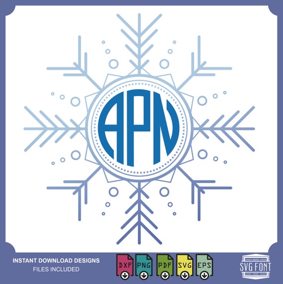 Download Snowflake Monogram svg frame winter xmas Files For Your