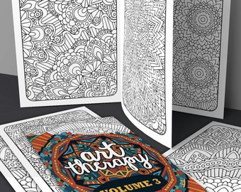 Adult Coloring Book | Art Therapy Volume 3 - Printable Coloring Book | digital download, print & color | 20 grown-up coloring page patterns