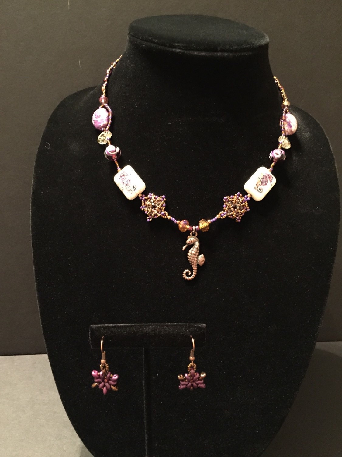 Handmade jewelry beaded necklace set woven necklace set