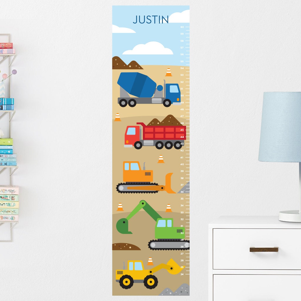 Construction Growth Chart Decal Wall Growth Chart Decal