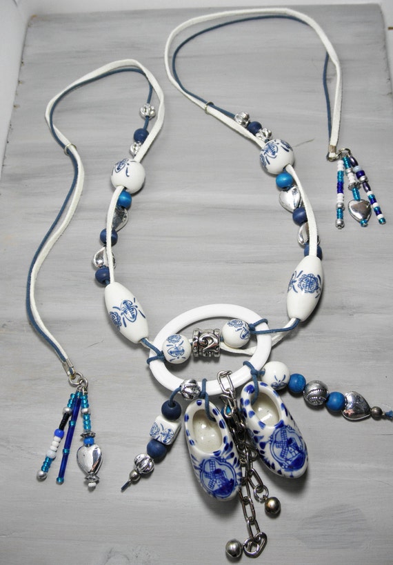 Delft Blue Necklace Ceramic necklace dutch by NDesignsForLife