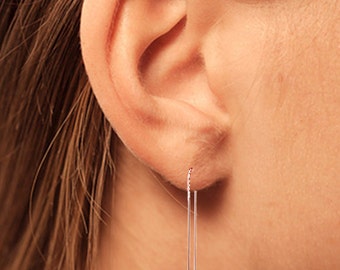 Sterling Silver Line Threader Earrings, Bar Dangle Earrings, Silver Threaders, Threader Earrings, Minimalist Earrings, Line Threaders