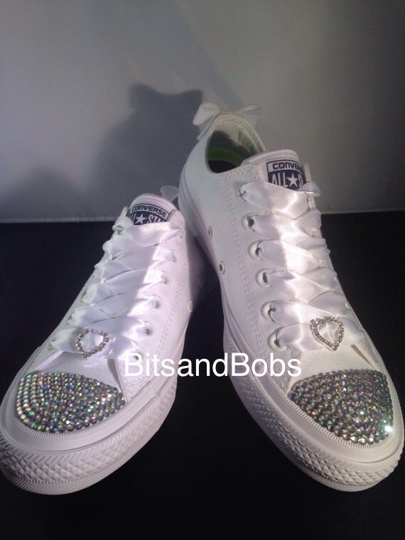 Custom Crystal Diamanté Bling Wedding White MONO Converse