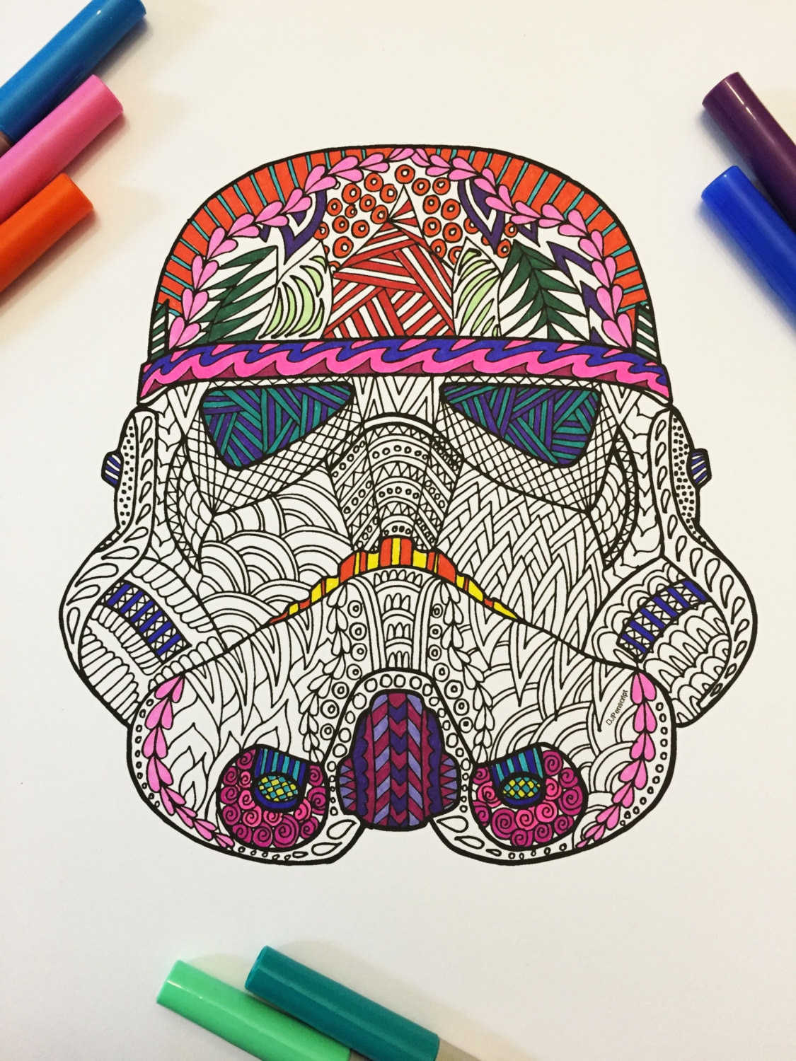 Storm Trooper Helmet PDF Zentangle Coloring Page