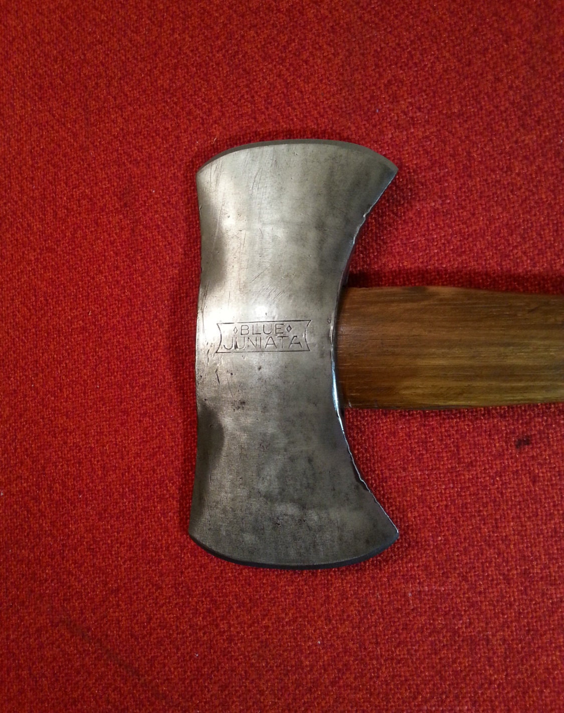 Vintage Mann Axe Blue Juniata Double Bit Axe C.H. Miller