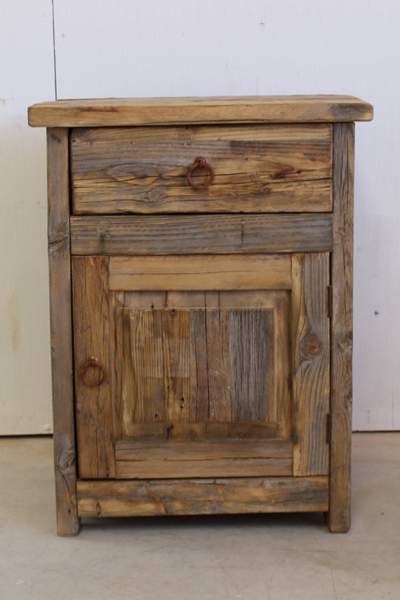 Rustic Nightstand Large Handmade Natural Pine Reclaimed