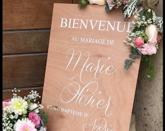 Panneau de bienvenue personnalisable pour mariage. Pancarte de bienvenue pour mariage. Custom wedding welcome sign