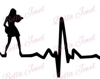 Cheerleader SVG, Cheerleading svg, Cheer svg, heartbeat svg, my heart beats for Cheerleading svg, I love cheerleading, svg files for cricut