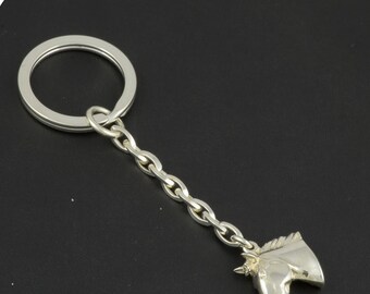Key ring • horse head • solid & 3D • silver • Sterling • split-ring • key ring