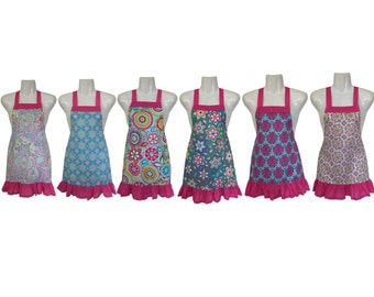 Kids Apron Set of 6 // Colorful Floral and Paisley // Great for Baking Party // Kids Party // Size 4-6-8-Young Adult