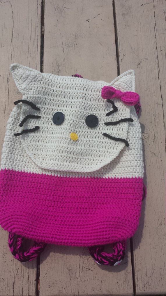 Hello Kitty Inspired Full Size Backpack Crochet by CraftyMomAndDad