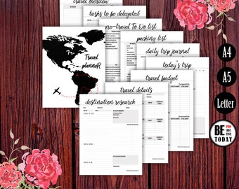 Travel Journal Printable Bundle, Trip, Travel Planner, Vacation Planner A5, A4, Letter, Packing List, Travel Checklist, Itinerary, PRINTABLE