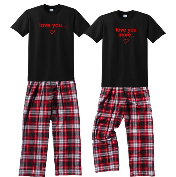 Love You Love You More Fun Matching Couples Pajamas for Him