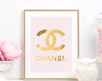 Coco Chanel Poster - Real Gold Foil Chanel Print - Coco Chanel Decor - Chanel Bedroom Decor - Gold Luxury Logo - Luxury Decor - Glam Art